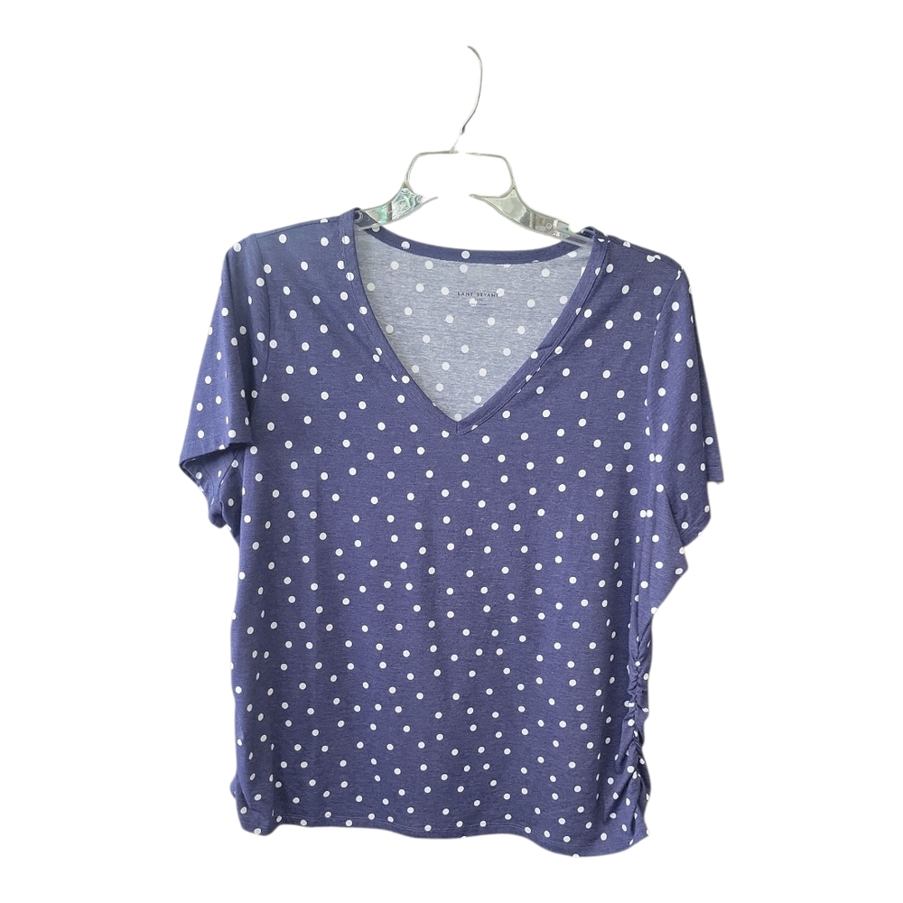 Lane Bryant Navy Polka Dot V-Neck Tee